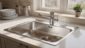 Edelstahlspüle glänzt wieder: Ein Hausmittel aus dem Vorratsschrank reicht für eine Woche