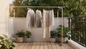 Wäsche auf dem Balkon trocknen: Die platzsparende Lösung aus Skandinavien für kleine Balkone