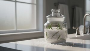 Rosmarin und grobes Salz im Glas: der Hoteltrick für natürlichen Duft im Badezimmer